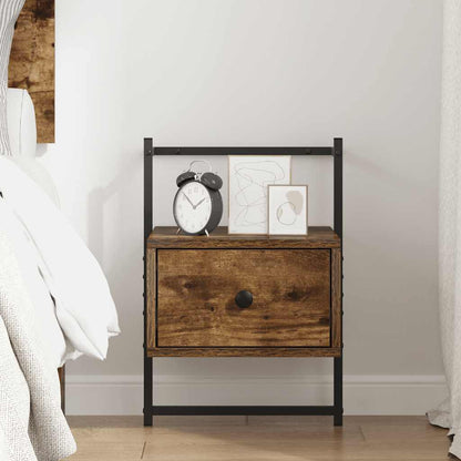 Comodino a Muro Rovere Fumo 35x30x51 cm Legno Multistrato