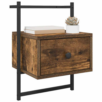 Comodino a Muro Rovere Fumo 35x30x51 cm Legno Multistrato
