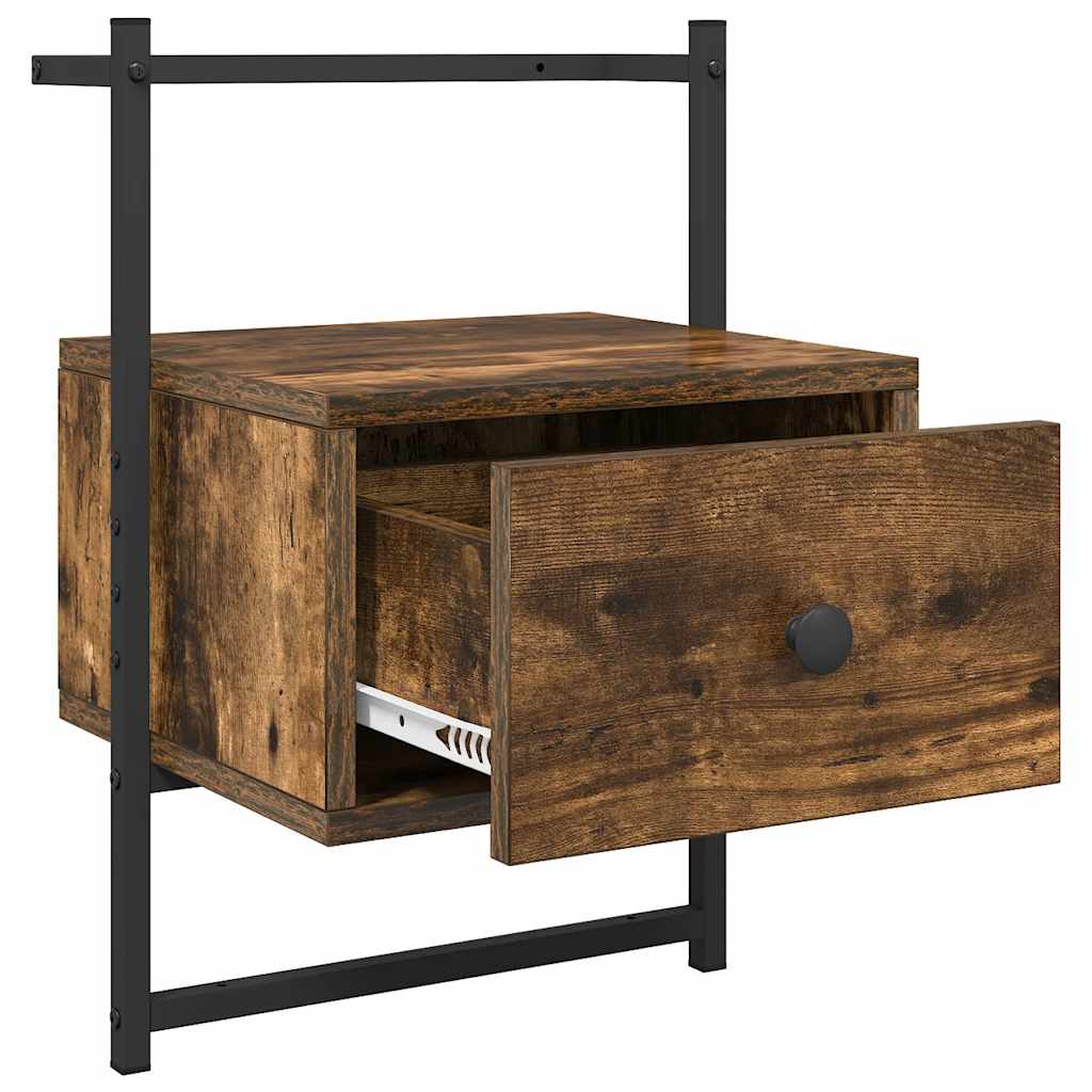 Comodino a Muro Rovere Fumo 35x30x51 cm Legno Multistrato