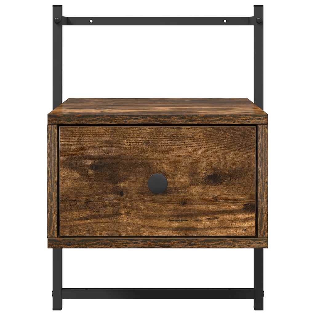 Comodino a Muro Rovere Fumo 35x30x51 cm Legno Multistrato