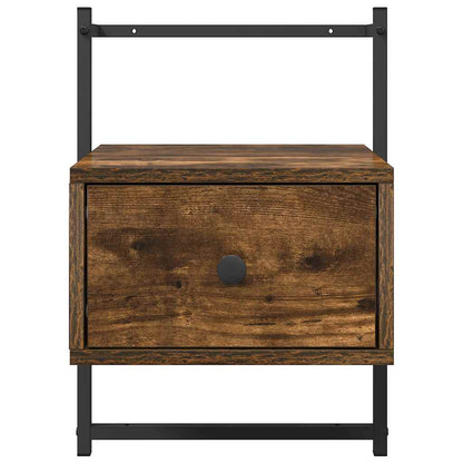 Comodino a Muro Rovere Fumo 35x30x51 cm Legno Multistrato