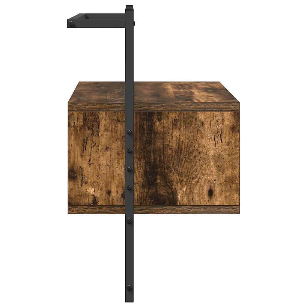 Comodino a Muro Rovere Fumo 35x30x51 cm Legno Multistrato