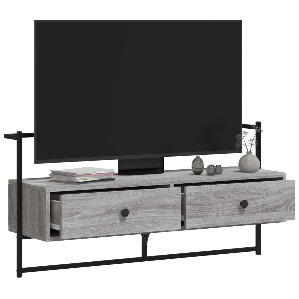 Mobile TV a Muro Grigio Sonoma 100,5x30x51 cm Legno Multistrato - homemem39