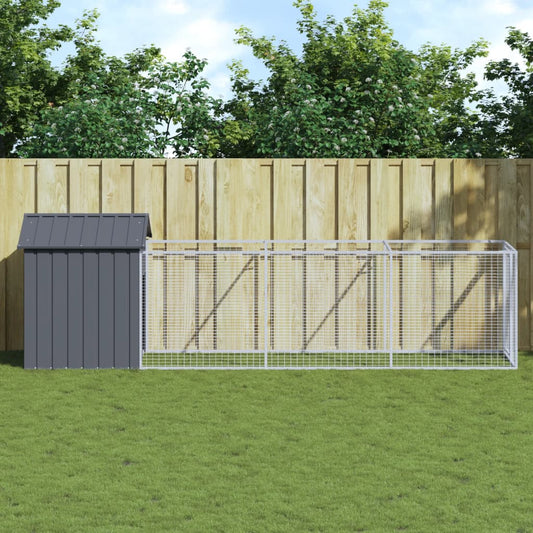 Casetta Cani con Tetto Antracite 117x405x123 cm Acciaio Zincato | homemem39