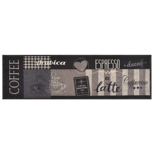 Tappeto da Cucina Lavabile Nero Caffè 45x150 cm Velluto | homemem39