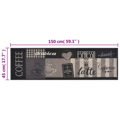 Tappeto da Cucina Lavabile Nero Caffè 45x150 cm Velluto | homemem39