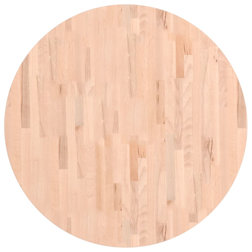 Piano per Tavolo Ø90x2,5 cm Rotondo in Legno Massello di Faggio