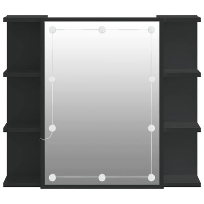 Mobile a Specchio con LED Nero 70x16,5x60 cm