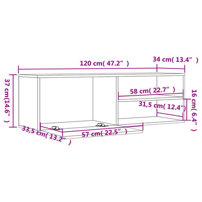 Mobile Porta TV Grigio Sonoma 120x34x37 cm in Legno Multistrato