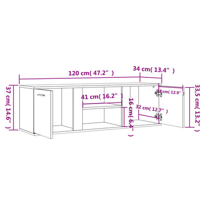 Mobile Porta TV Rovere Fumo 120x34x37 cm Legno Multistrato