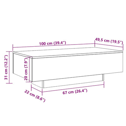 Tavolino da Salotto Nero 100x49,5x31 cm in Legno Multistrato | homemem39