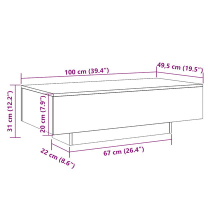 Tavolino Salotto Grigio Sonoma 100x49,5x31 cm Legno Multistrato
