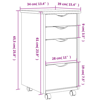 Rotating Cabinet with Drawers MOSS Honey Solid Pine Wood