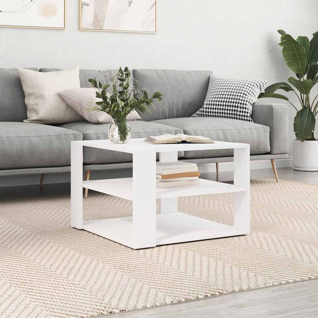 Tavolino da Salotto Bianco 58x58x40 cm in Legno Multistrato