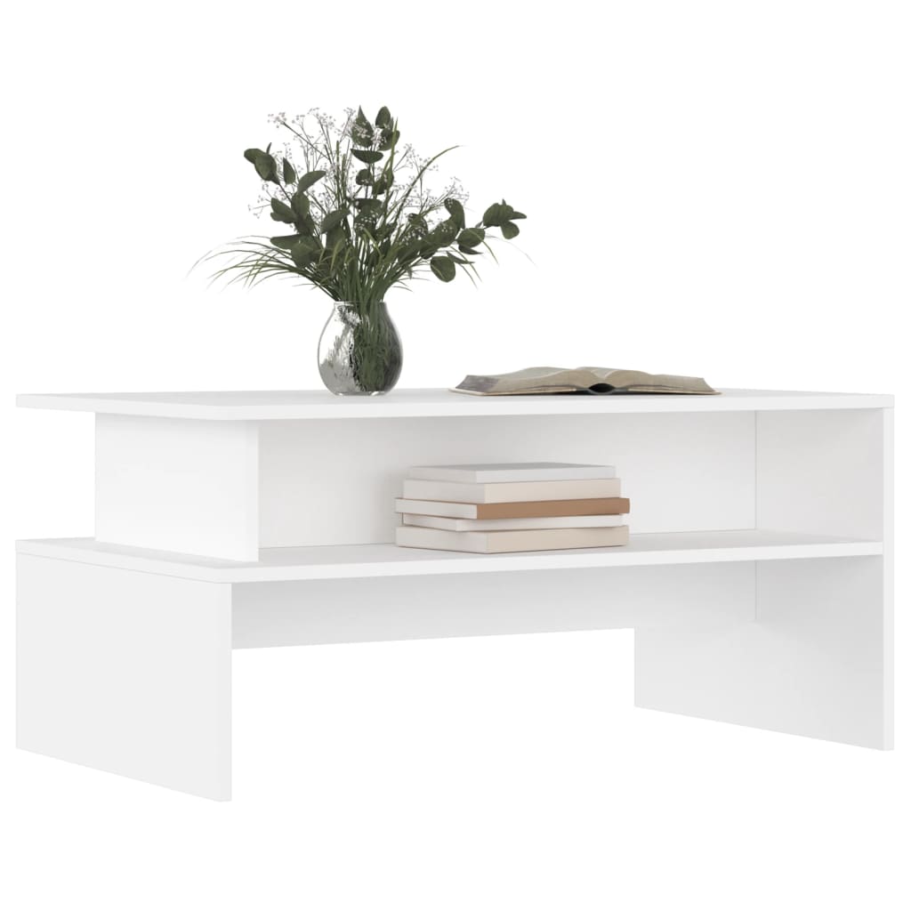 Tavolino da Salotto Bianco 90x55x42,5 cm in Legno Multistrato | homemem39