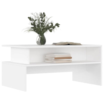 Tavolino da Salotto Bianco 90x55x42,5 cm in Legno Multistrato | homemem39