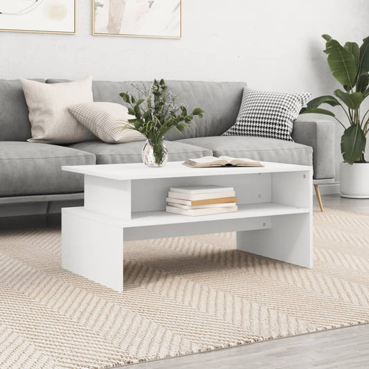 Tavolino da Salotto Bianco 90x55x42,5 cm in Legno Multistrato | homemem39