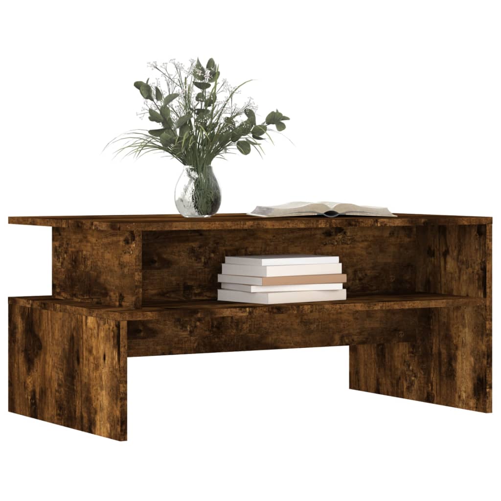 Tavolino da Salotto Rovere Fumo 90x55x42,5 cm Legno Multistrato