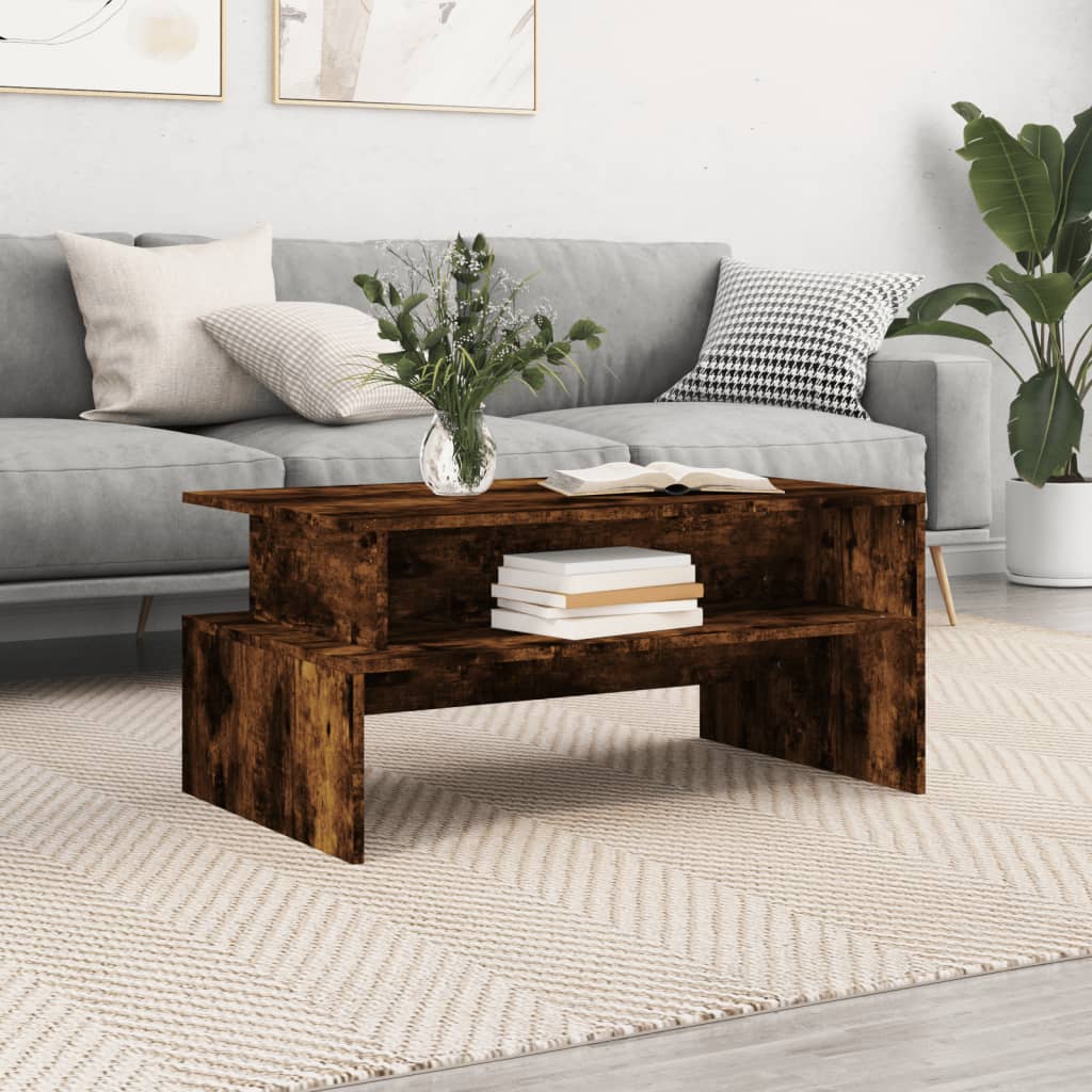 Tavolino da Salotto Rovere Fumo 90x55x42,5 cm Legno Multistrato