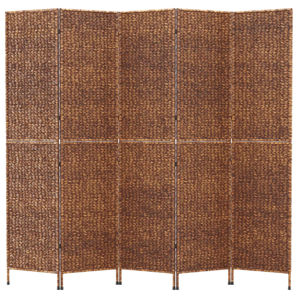 Room Divider 5 Panels Brown 205x180cm Water Hyacinth