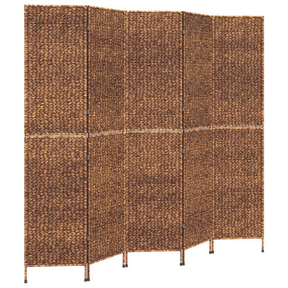 Room Divider 5 Panels Brown 205x180cm Water Hyacinth