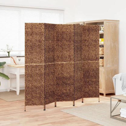 Room Divider 5 Panels Brown 205x180cm Water Hyacinth