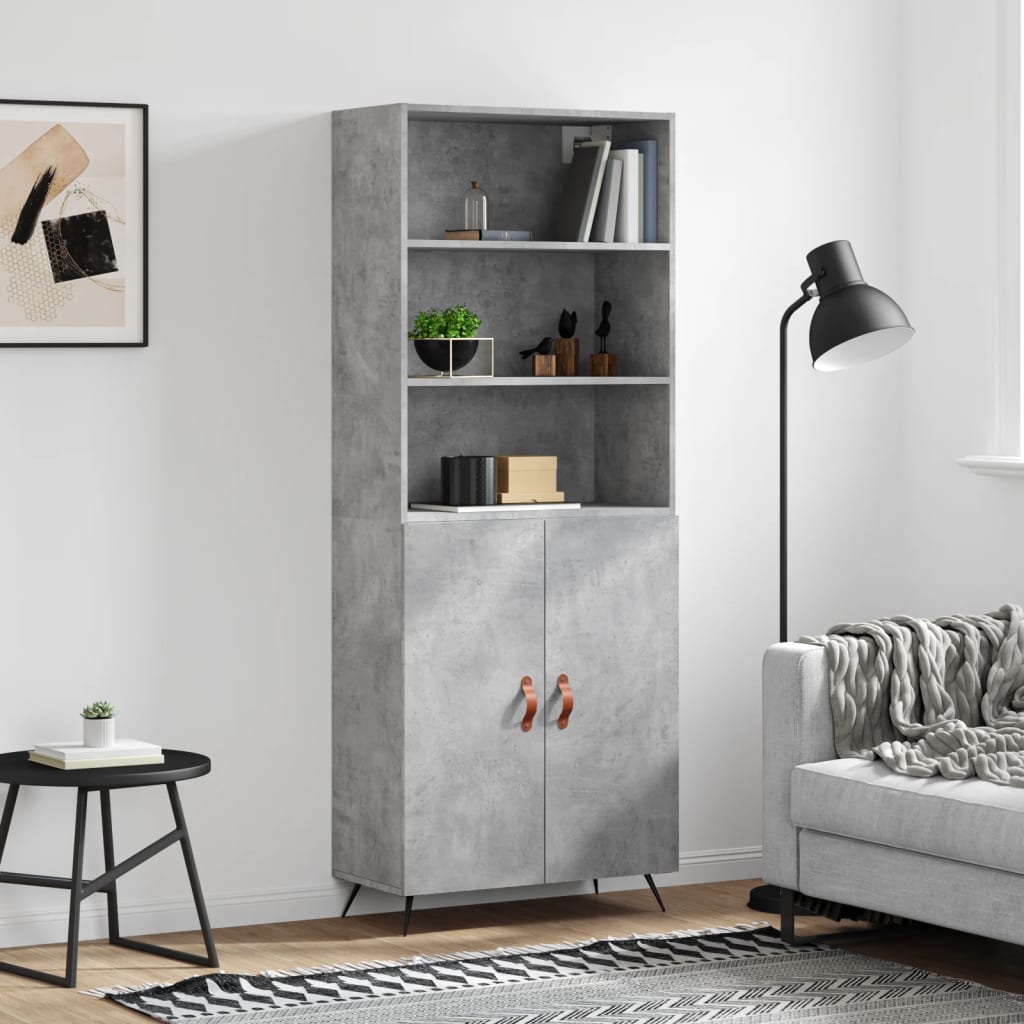 Credenza Grigio Cemento 69,5x34x180 cm in Legno Multistrato - homemem39