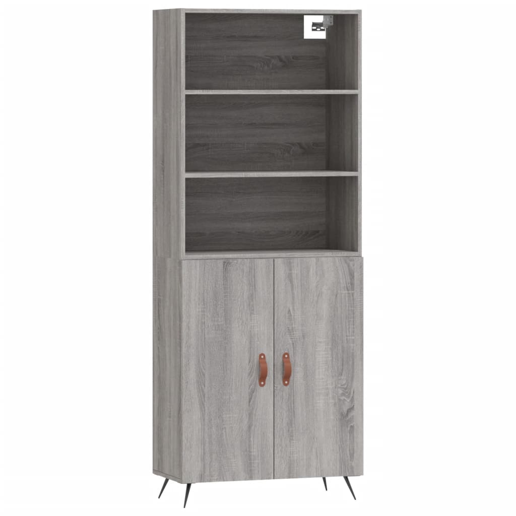 Credenza Grigio Sonoma 69,5x34x180 cm in Legno Multistrato