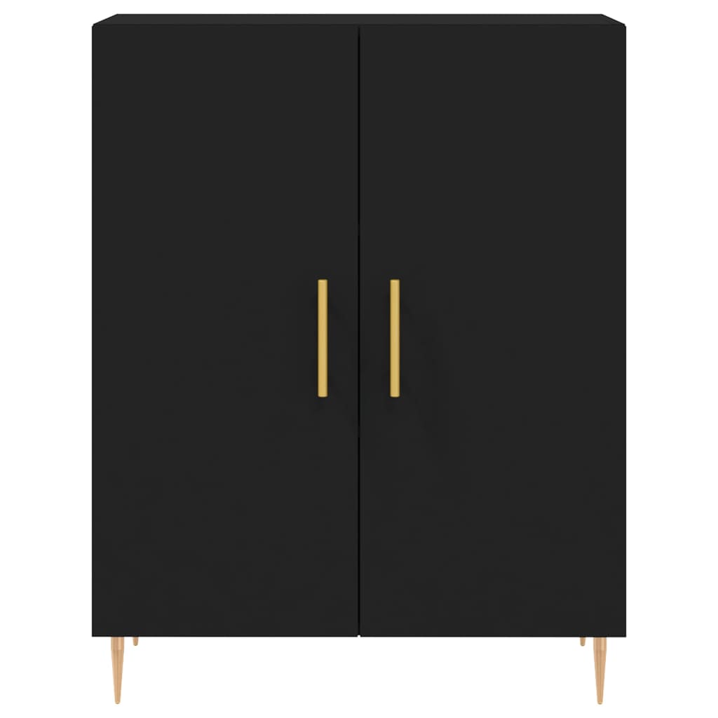 Credenza Nera 69,5x34x180 cm in Legno Multistrato