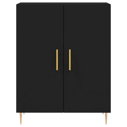 Credenza Nera 69,5x34x180 cm in Legno Multistrato