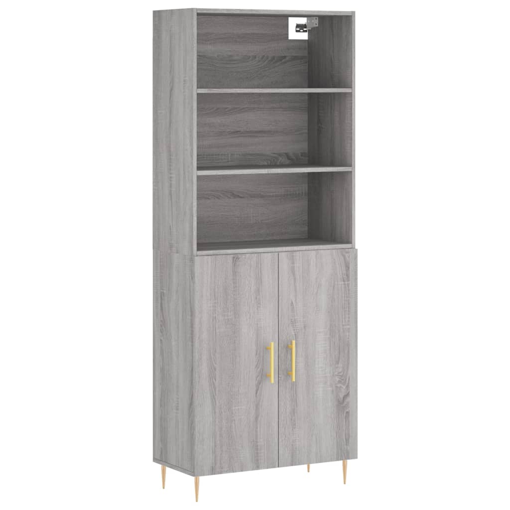 Credenza Grigio Sonoma 69,5x34x180 cm in Legno Multistrato