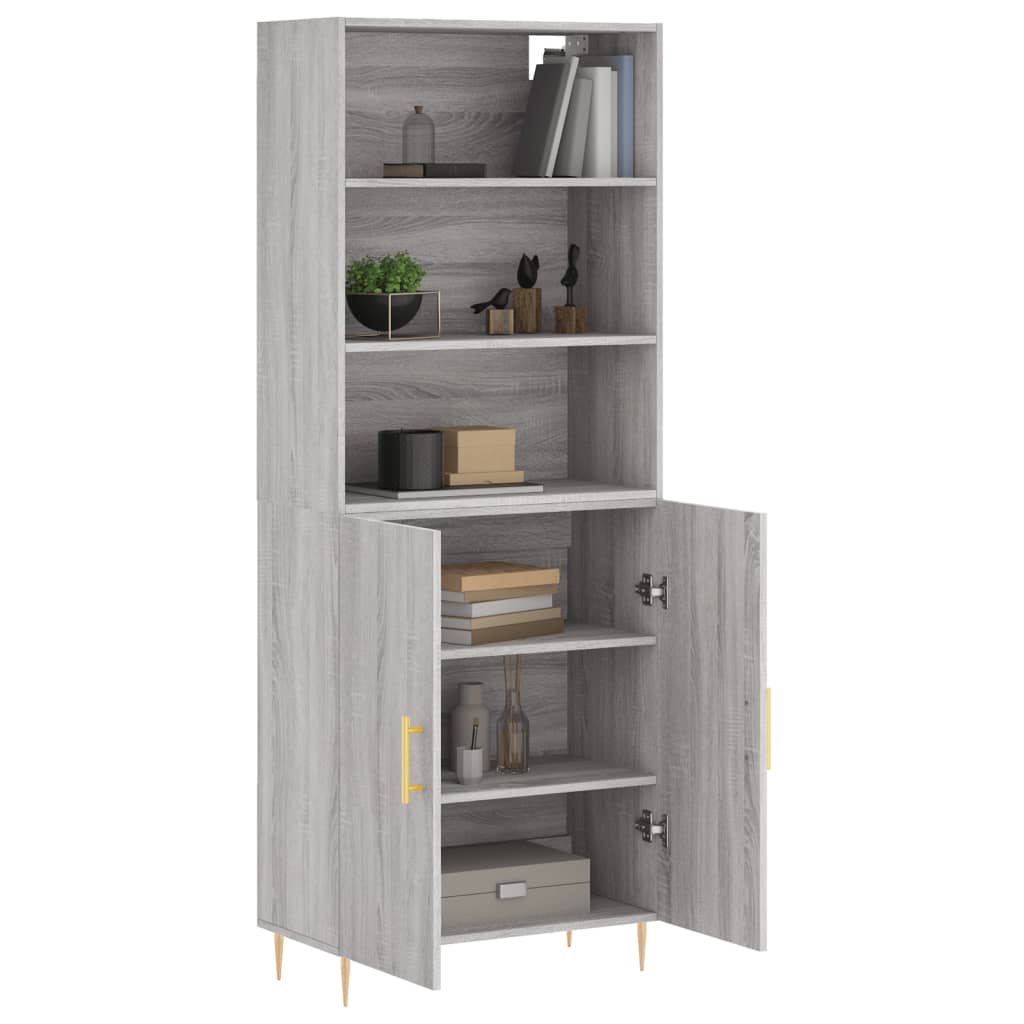 Credenza Grigio Sonoma 69,5x34x180 cm in Legno Multistrato