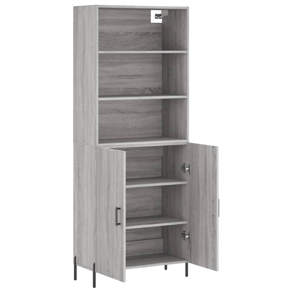 Credenza Grigio Sonoma 69,5x34x180 cm in Legno Multistrato