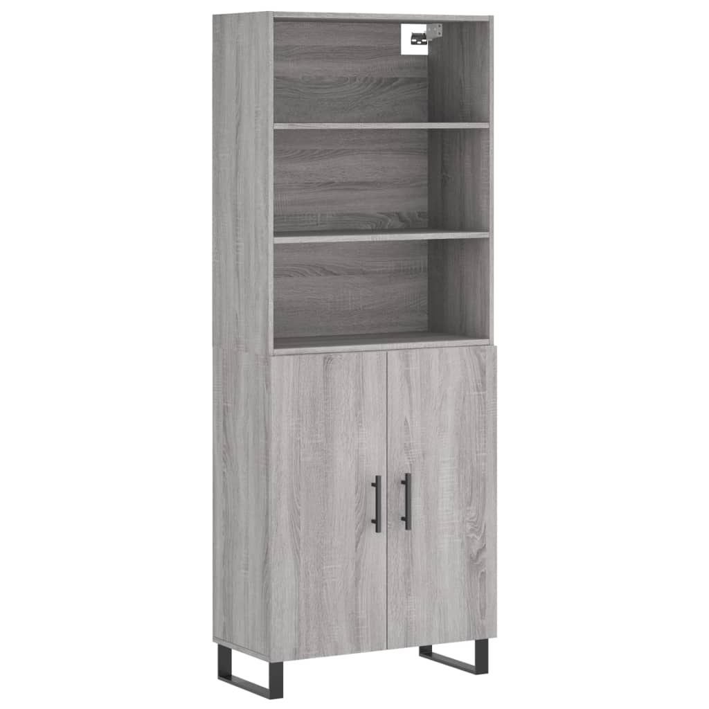 Credenza Grigio Sonoma 69,5x34x180 cm in Legno Multistrato