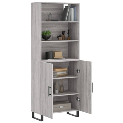 Credenza Grigio Sonoma 69,5x34x180 cm in Legno Multistrato