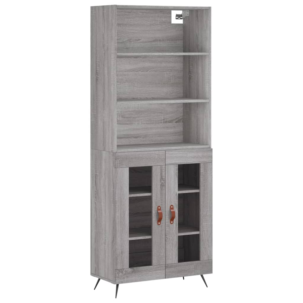 Credenza Grigio Sonoma 69,5x34x180 cm in Legno Multistrato