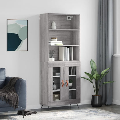 Credenza Grigio Sonoma 69,5x34x180 cm in Legno Multistrato