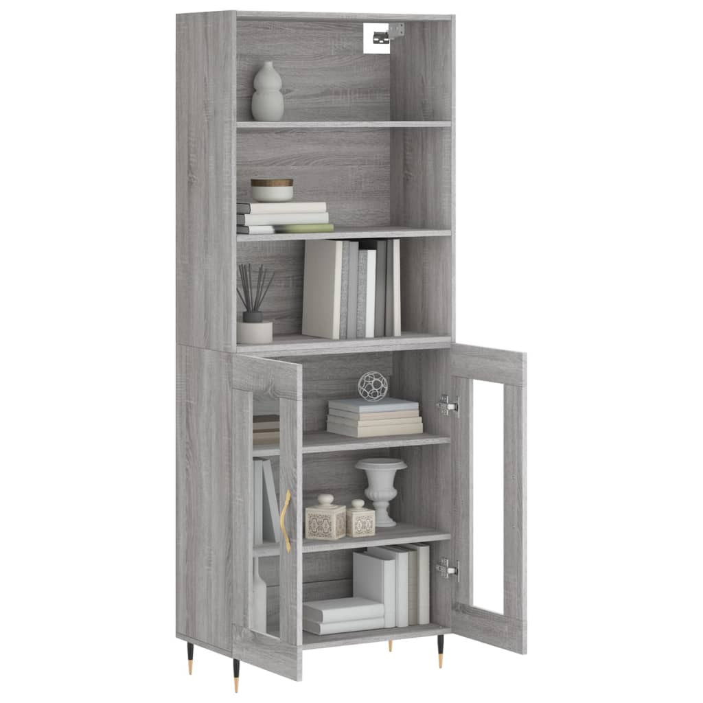 Credenza Grigio Sonoma 69,5x34x180 cm in Legno Multistrato