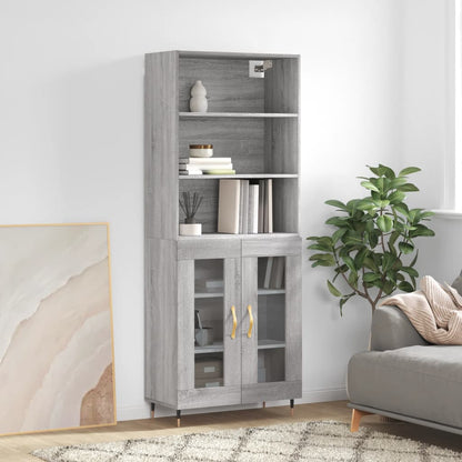 Credenza Grigio Sonoma 69,5x34x180 cm in Legno Multistrato