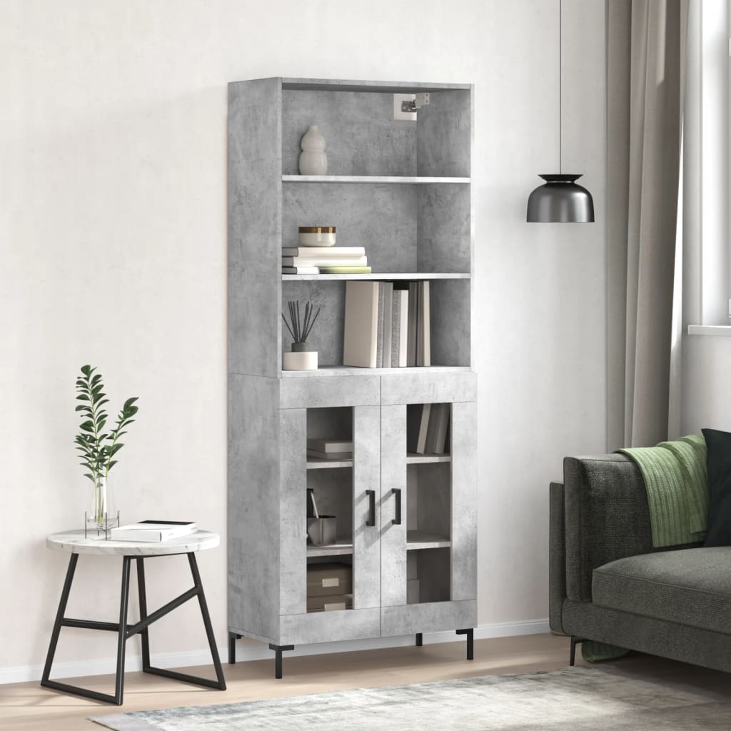 Credenza Grigio Cemento 69,5x34x180 cm in Legno Multistrato - homemem39