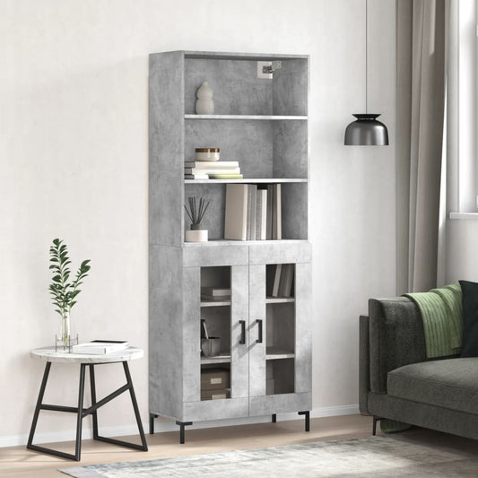 Credenza Grigio Cemento 69,5x34x180 cm in Legno Multistrato - homemem39