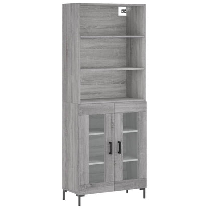 Credenza Grigio Sonoma 69,5x34x180 cm in Legno Multistrato