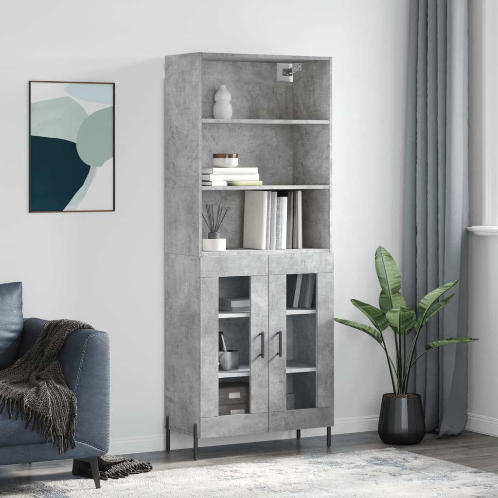 Credenza Grigio Cemento 69,5x34x180 cm in Legno Multistrato - homemem39