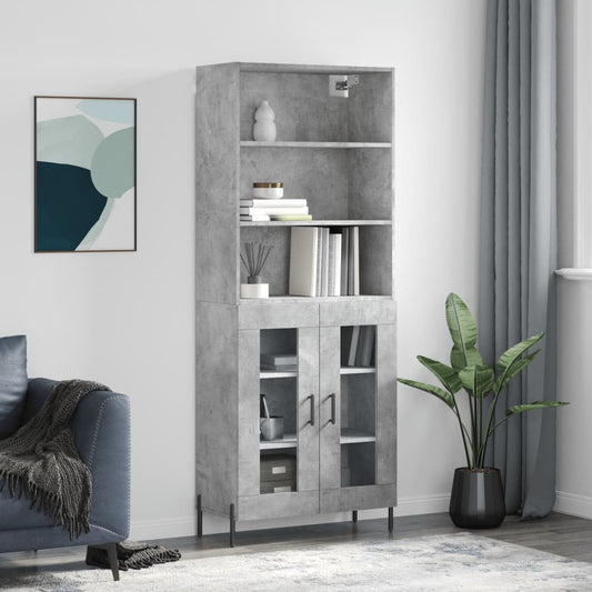Credenza Grigio Cemento 69,5x34x180 cm in Legno Multistrato - homemem39