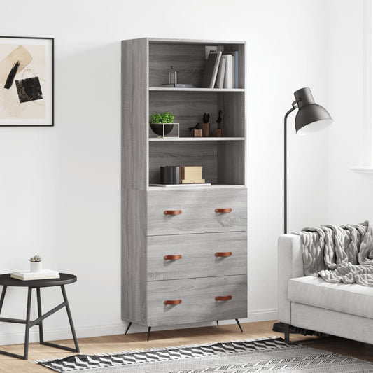 Credenza Grigio Sonoma 69,5x34x180 cm in Legno Multistrato - homemem39