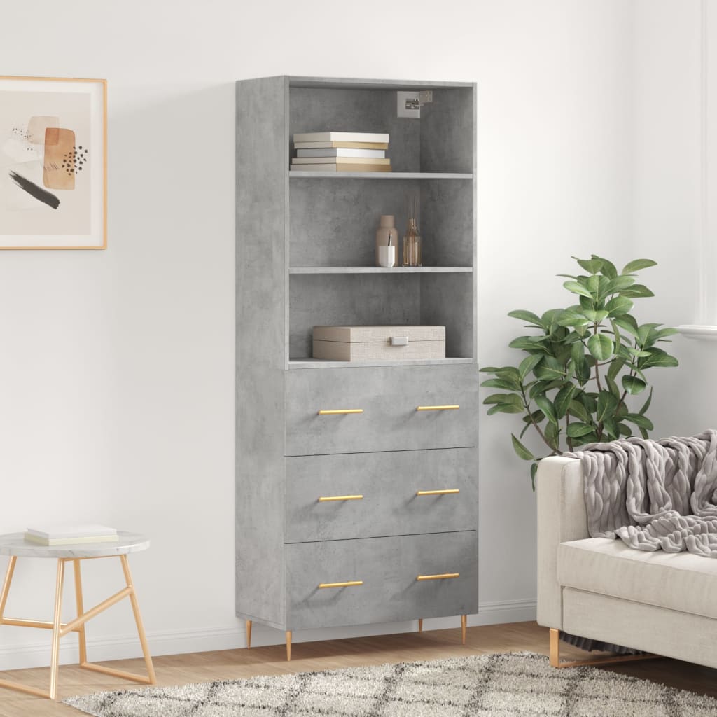 Credenza Grigio Cemento 69,5x34x180 cm in Legno Multistrato - homemem39