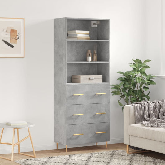 Credenza Grigio Cemento 69,5x34x180 cm in Legno Multistrato - homemem39