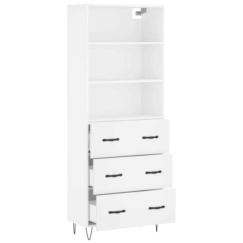 Credenza Bianca 69,5x34x180 cm in Legno Multistrato | homemem39