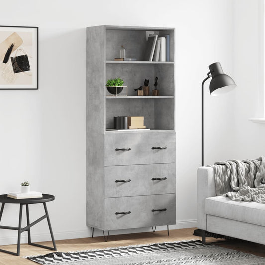 Credenza Grigio Cemento 69,5x34x180 cm in Legno Multistrato - homemem39