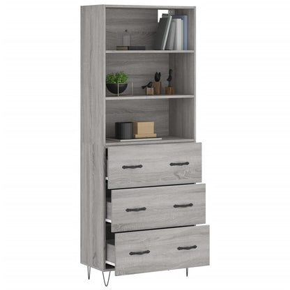 Credenza Grigio Sonoma 69,5x34x180 cm in Legno Multistrato